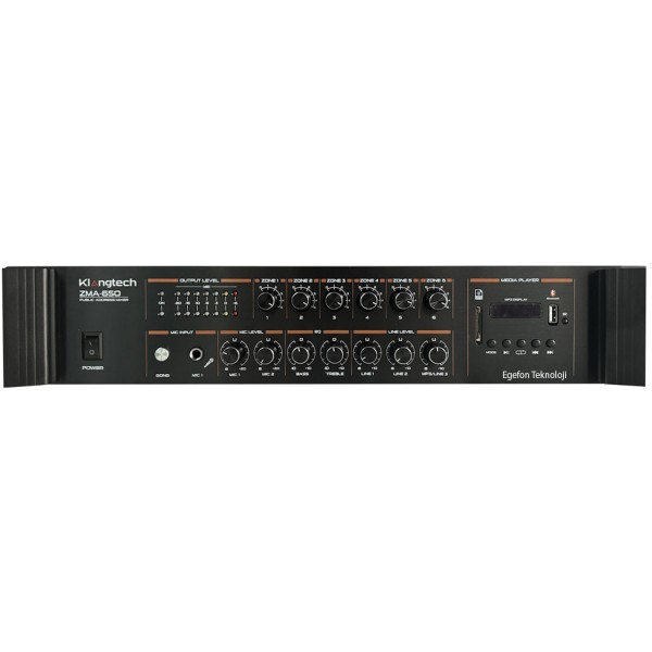 Klangmeister ZMA-650 Model 100V Mikser Amplifikatör Bluetooth / Radyo / USB Klangmeister ZMA-650 Model 100V Mikser Amplifikatör Bluetooth / Radyo / USB