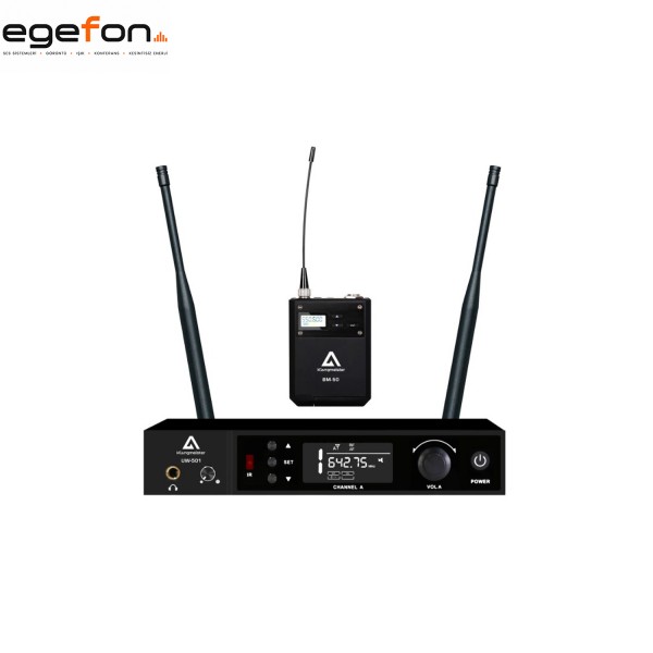 Klangmeister UW-501Y UHF 100 Kanal True Diversity Tek Yaka Telsiz Mikrofon