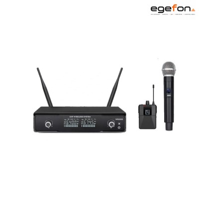 Machtig EU2100EY Model 1 El 1 Yaka 50 Kanal UHF 550-610MHz LCD Dijital Ekranlı Kablosuz Mikrofon Sistemi