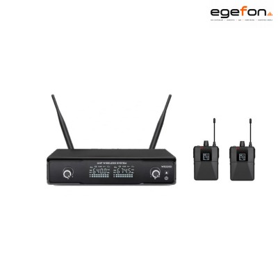 Machtig EU2100YY Model 50 Kanal UHF 550-610MHz LCD Dijital Ekranlı Çift Yaka Kablosuz Mikrofon Sistemi