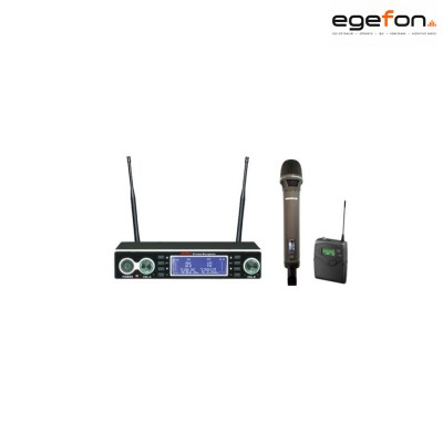 Machtig U1502EY Model 1 El 1 Yaka UHF 550-610MHz LCD Ekranlı Metal Kasalı Kablosuz Telsiz Mikrofon Sistemi
