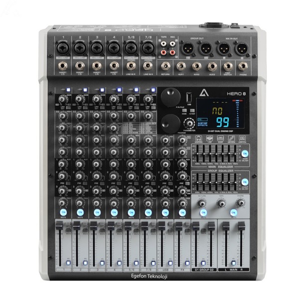 Klangmeister HERO 8 Stüdyo Deck Mikser BT/USB/REC/MP3