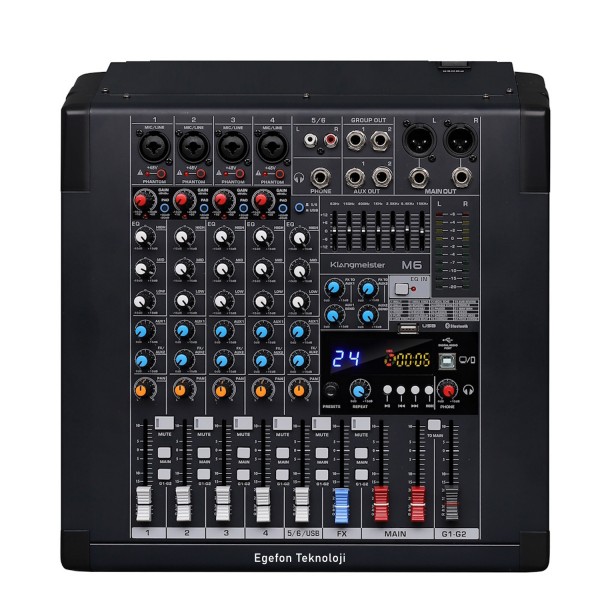 Klangmeister M6 Seri Home Stüdyo Deck Mikser BT/USB/REC
