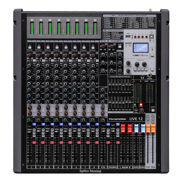 Klangmeister LIVE12 Profesyonel Sahne Deck Mikser USB/Bluetooth