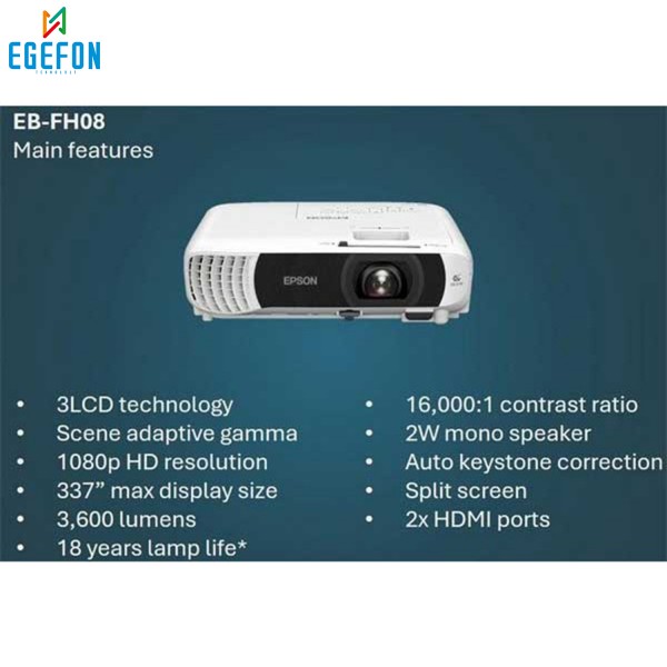 Epson EB-FH08 Model Full HD Projeksiyon Cihazı