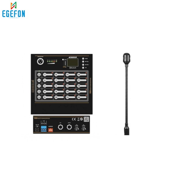 Mickle R2020MP3 Model 20 Bölge Uzak Masaüstü Mikrofon Acil Anons Sistemi