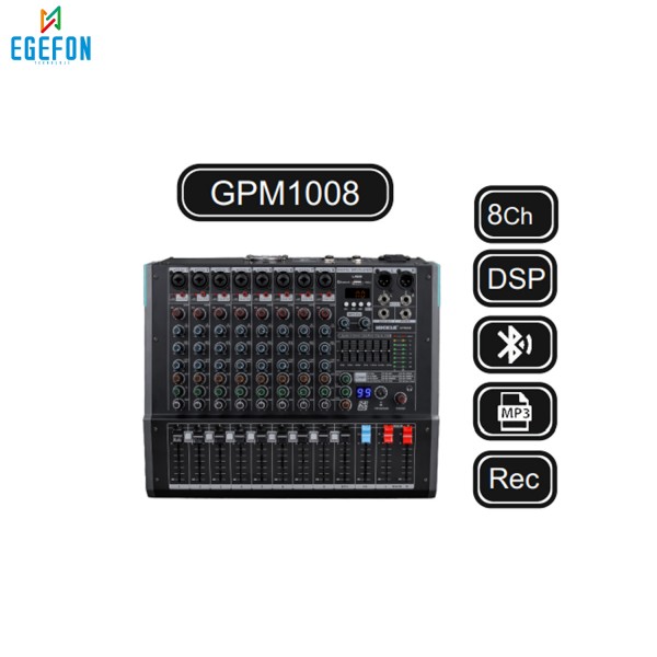 Machtig GPM1008 Model Profesyonel Power Mikser Mp3 çalar, USB kayıt, Bluetooth