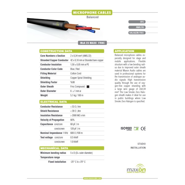Maxon MxA-23 Model Mikrofon Kablosu (Metre)