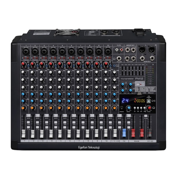 Klangmeister PM12 Seri Profesyonel Power Mikser Mp3 çalar, USB kayıt, Bluetooth Klangmeister PM12 Seri Profesyonel Power Mikser Mp3 çalar, USB kayıt, Bluetooth