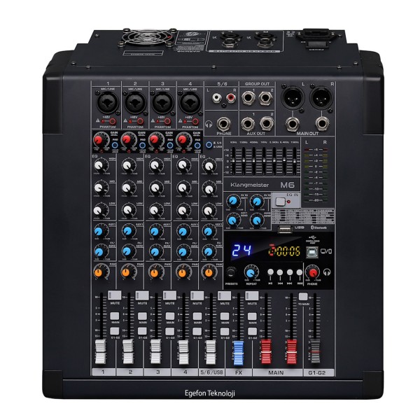 Klangmeister PM6 Home Stüdyo Power Mikser Mp3 çalar, USB kayıt, Bluetooth