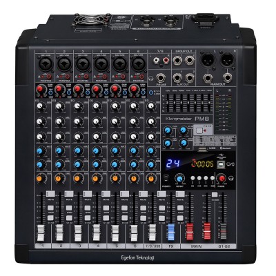 Klangmeister PM8 Model Profesyonel Power Mikser Mp3 çalar, USB kayıt, Bluetooth