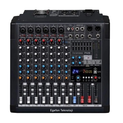 Klangmeister PM8-PRO Model Profesyonel Power Mikser Mp3 çalar, USB kayıt, Bluetooth