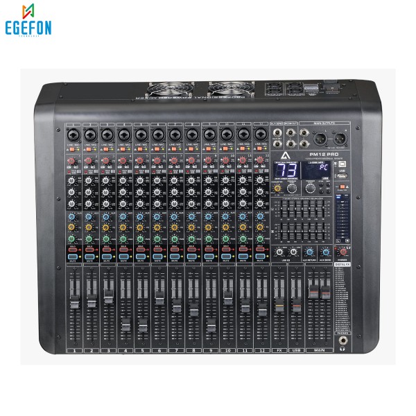 Klangmeister PM-12 PRO Model Profesyonel Power Mikser Mp3 çalar, USB kayıt, Bluetooth