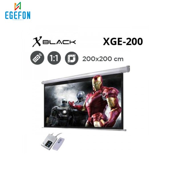 Xblack XGE-200 Model Motorlu Projeksiyon Perdesi (200x200cm)