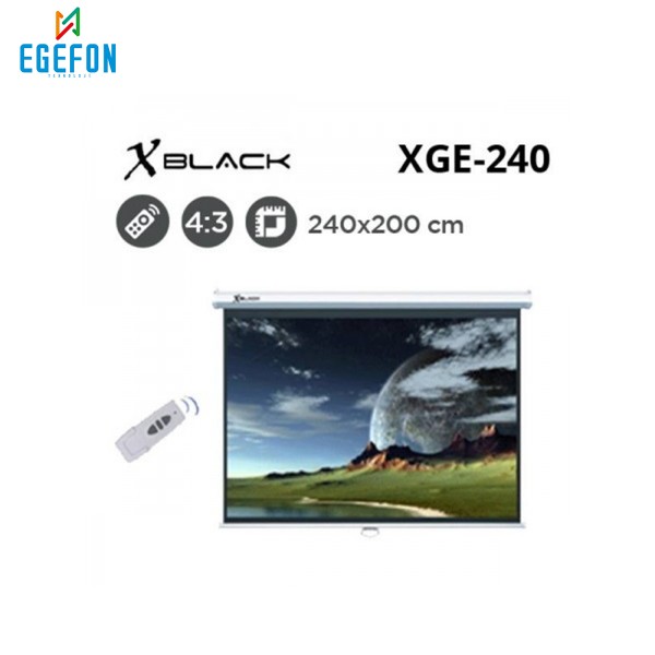 Xblack XGE-240 Model Motorlu Projeksiyon Perdesi (240x200cm)