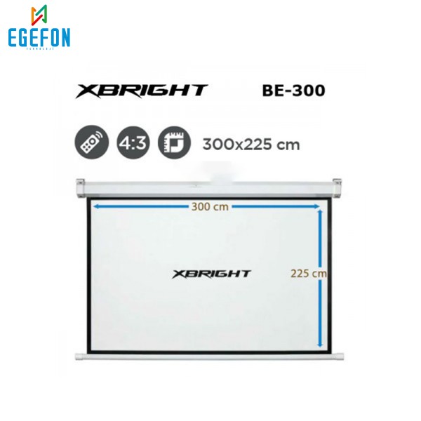 Xbright BE-300 Model Motorlu Projeksiyon Perdesi (300x225cm)