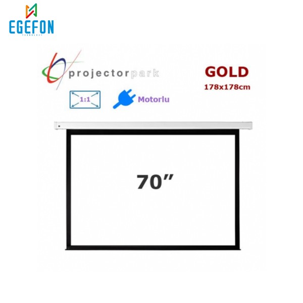 Projectorpark Gold Motorlu Projeksiyon Perdesi (178x178cm)