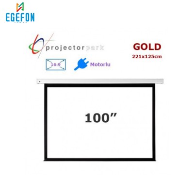 Projectorpark Gold Motorlu Projeksiyon Perdesi (221x125cm)