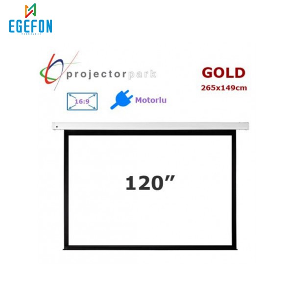 Projectorpark Gold Motorlu Projeksiyon Perdesi (265x149cm)