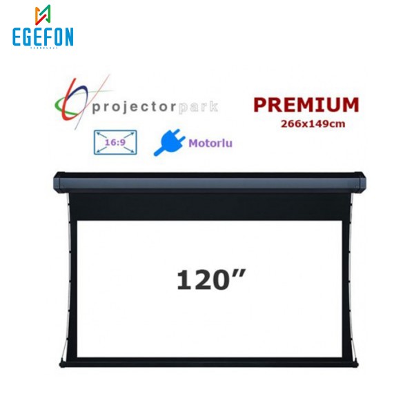 Projectorpark Premium Motorlu Projeksiyon Perdesi (266x149cm)