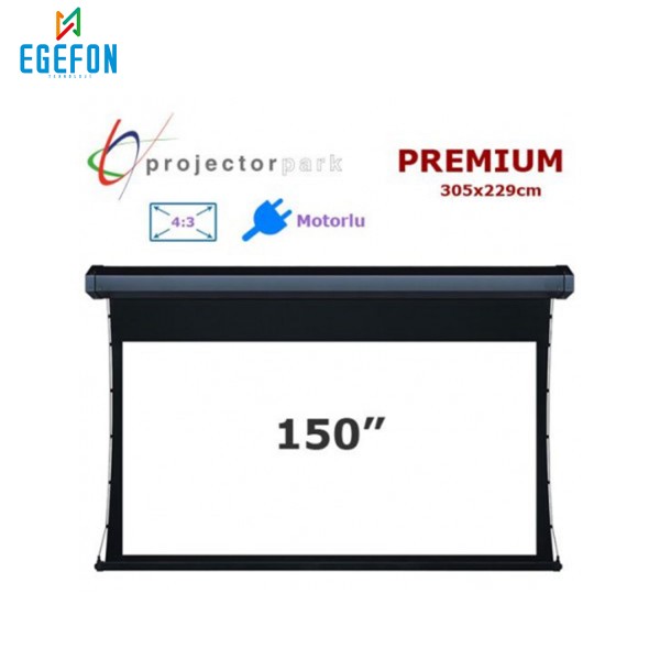 Projectorpark Premium Motorlu Projeksiyon Perdesi 305x229cm
