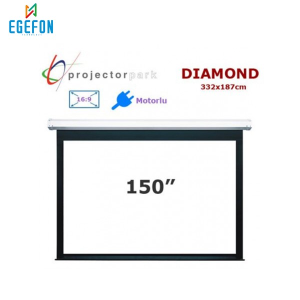Projectorpark Diamond Motorlu Projeksiyon Perdesi (332x187cm)