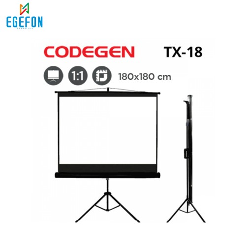 Codegen TX-18 Model Tripod Projeksiyon Perdesi (180x180cm)