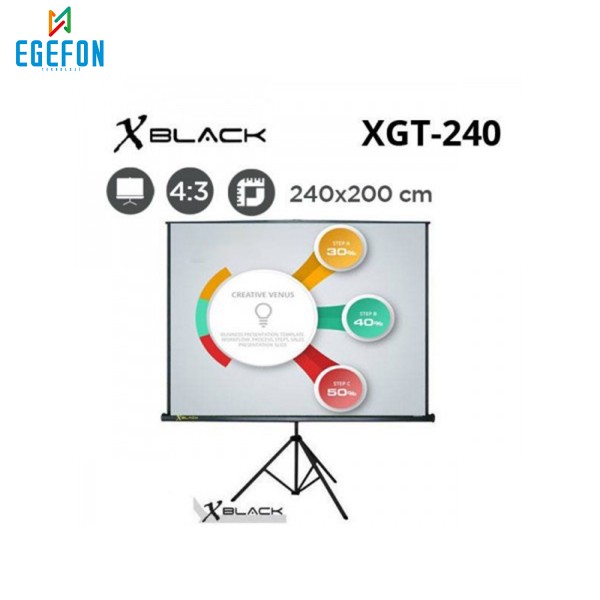 Xblack XGT-240 Model Tripod Projeksiyon Perdesi (240x200cm)