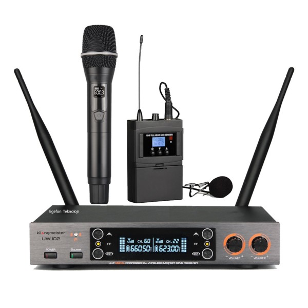 Klangmeister UW-102EY Model Şebekesiz Mini Telsiz Mikrofon