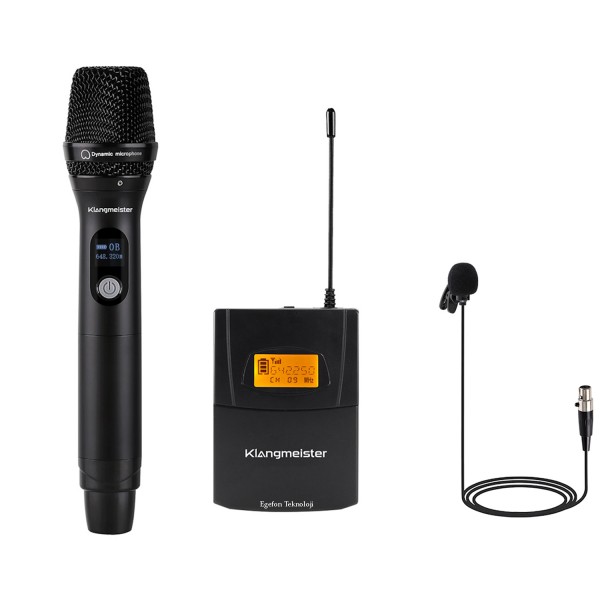 Klangmeister UW-402EY Model Şebekesiz Mini Telsiz Mikrofon